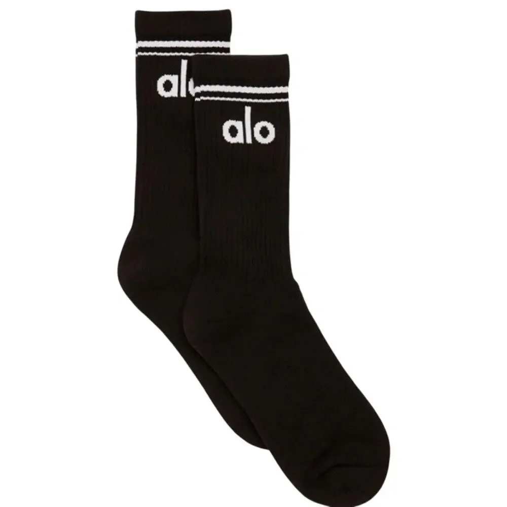 Alo Unisex Throwback Sock, Black & White, Medium, NWT